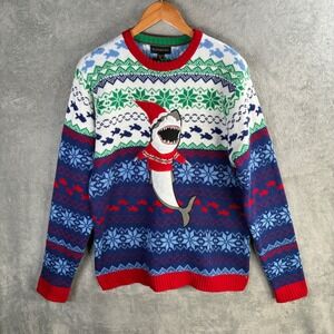 Blizzard Bay Mens XL Ugly Christmas Sweater Shark Santa Holiday Pullover